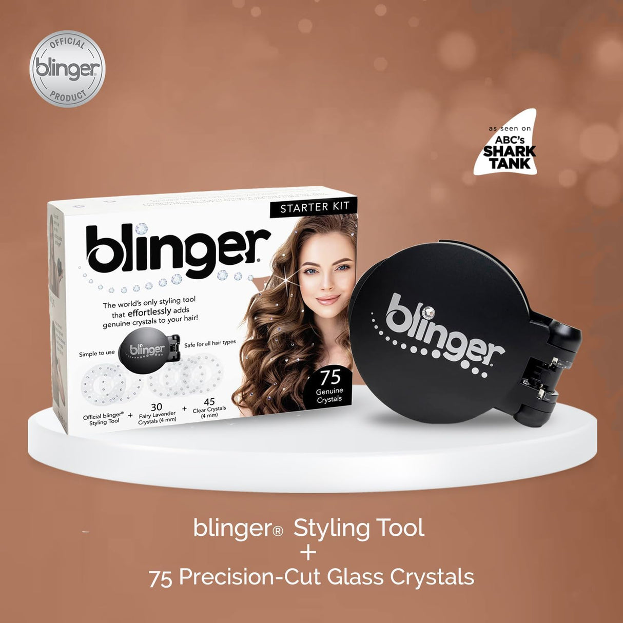 blinger® Starter Kit | Women's Hair Styling Tool + 75 Precision-Cut Glass Crystals | Bling in Seconds! Bedazzling Multi-Faceted Gems | Hair-Safe – Bling In Brush Out