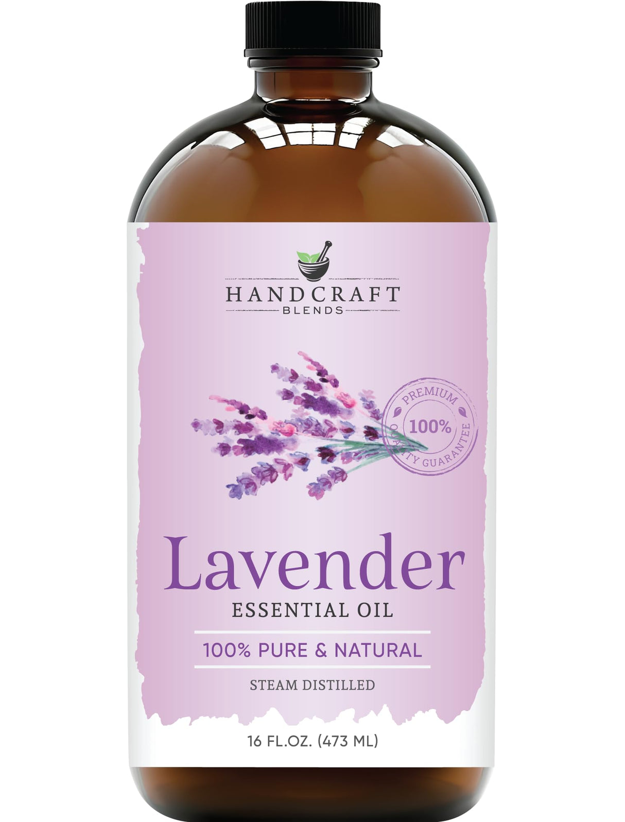 Handcraft Blends Lavender Essential Oil in Glass Bottle - Huge 16 Fl Oz - 100% Pure and Natural - Premium Grade Essential Oil for Diffuser and Aromatherapy, and DIY Soap Making
