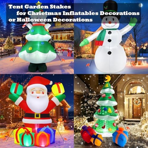 8" Tent Stakes Heavy Duty 12 Pack, Screw in Tent Stakes, Metal Threaded Camping Stakes, Ground Anchors for Canopies, Gardening and Inflatable Decor, with Hex Socket, Stake Puller and Storage Box