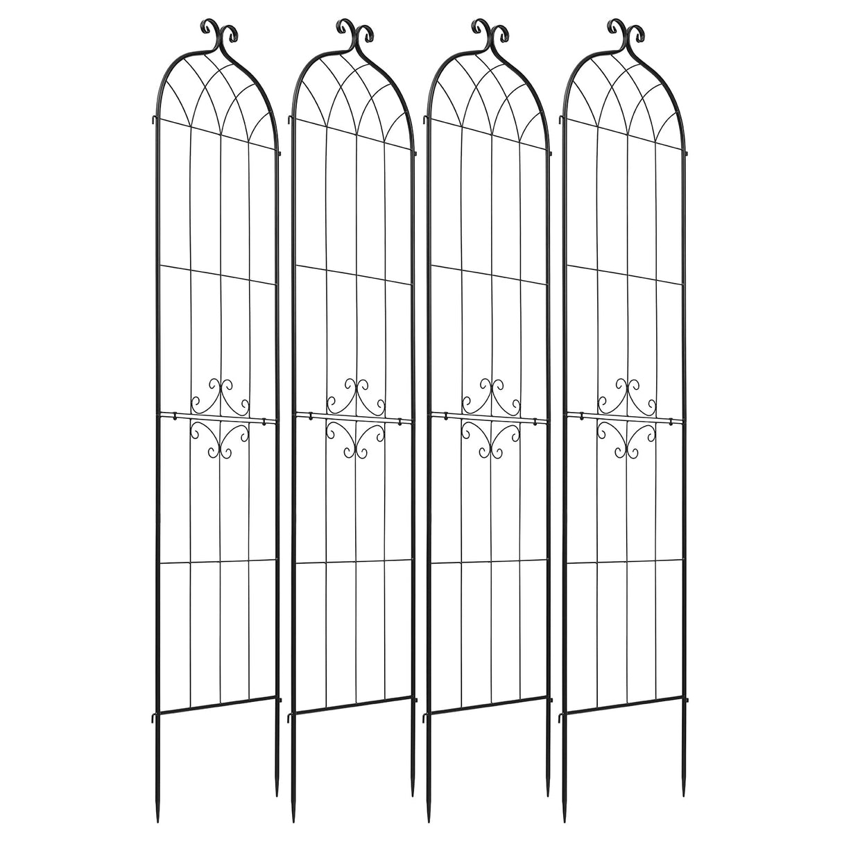 VEVOR 4 Packs Metal Garden Trellis for Climbing Plants Outdoor 87x21in, Rustproof Plant Tall Trellis for Rose Vine Flowers and Vegetables