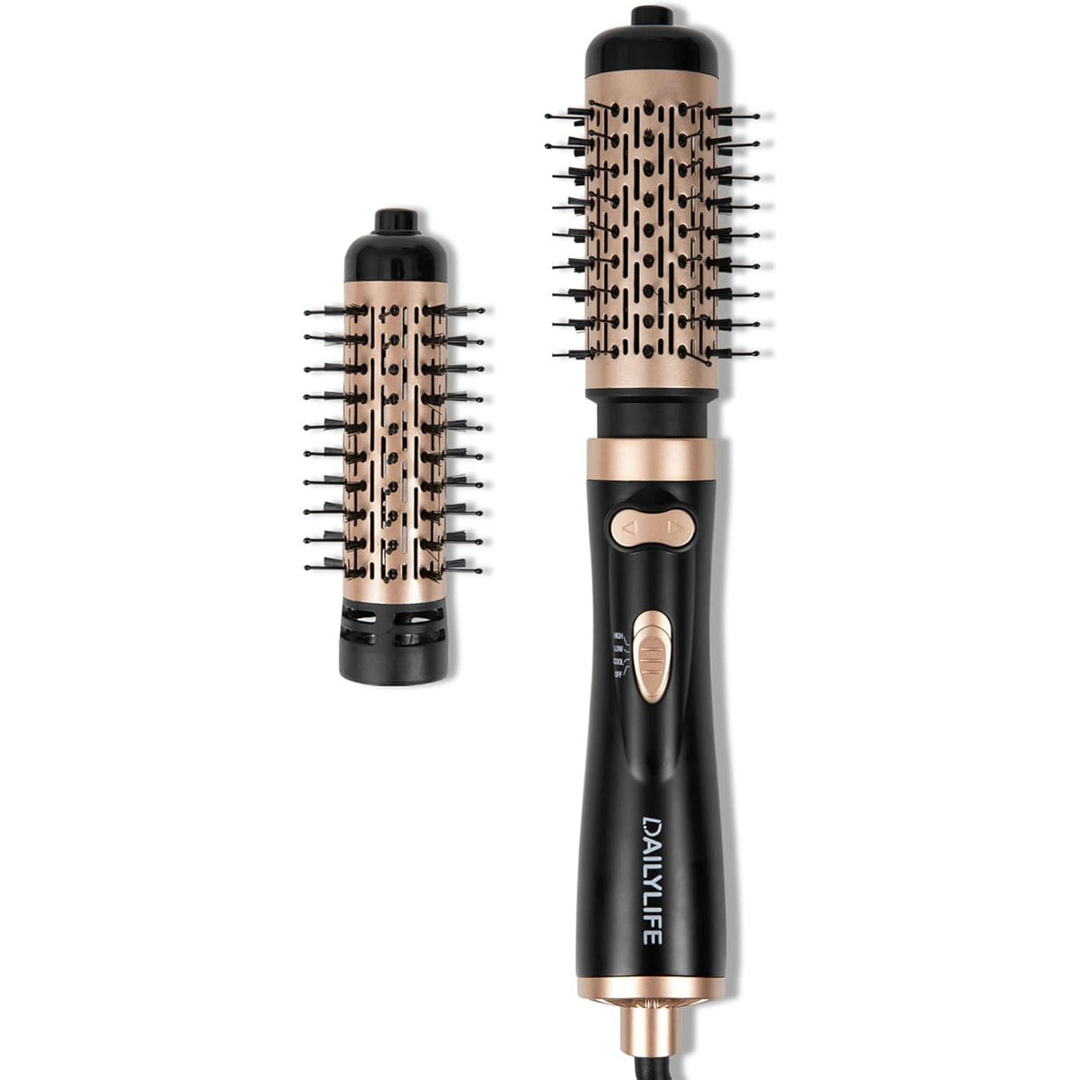DAILYLIFE Rotating Hair Dryer Brush, Hot Air Brush with 2 Brushes (1.5" & 2"), Spinning Blow Dryer Brush with Ceramic Coating & Ionic Technology