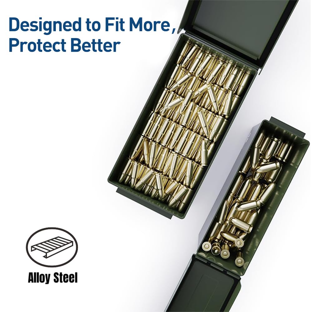 HARDROCK 30+50 AMMO Can Waterproof Metal –Army Green Ammo Box Steel –For Shotgun Rifle Nerf Ammunition suit 2pcs Christmas Gifts for Men,Gift boxes for Dad Husband