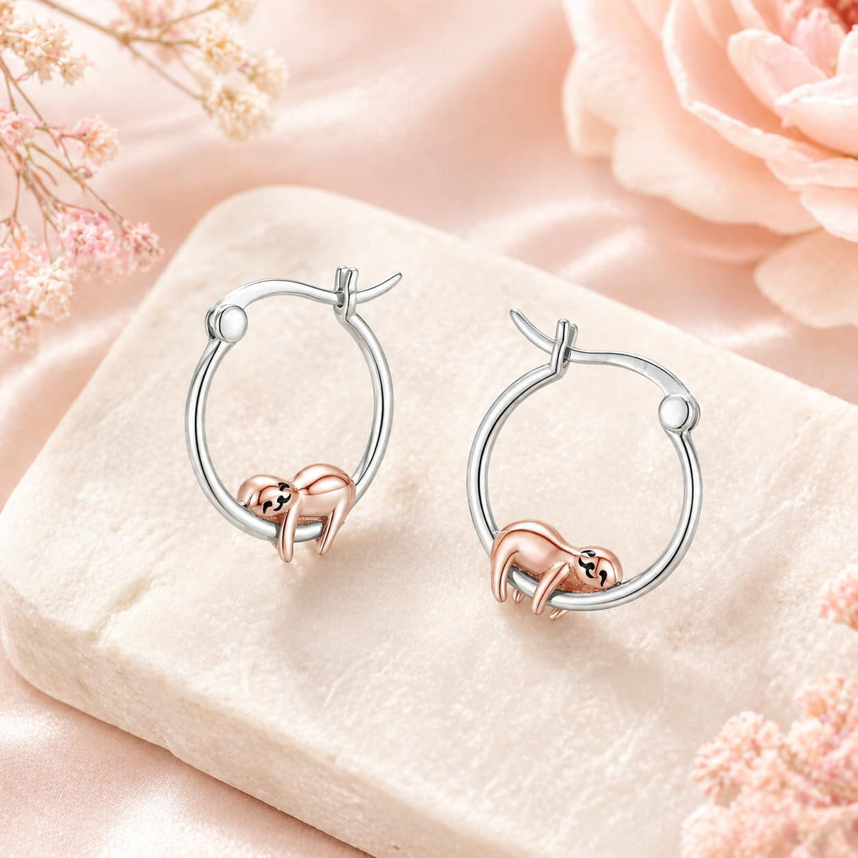 Hypoallergenic Sloth Hoop Earrings Gifts for Girls Women Cute Sloth Jewelry