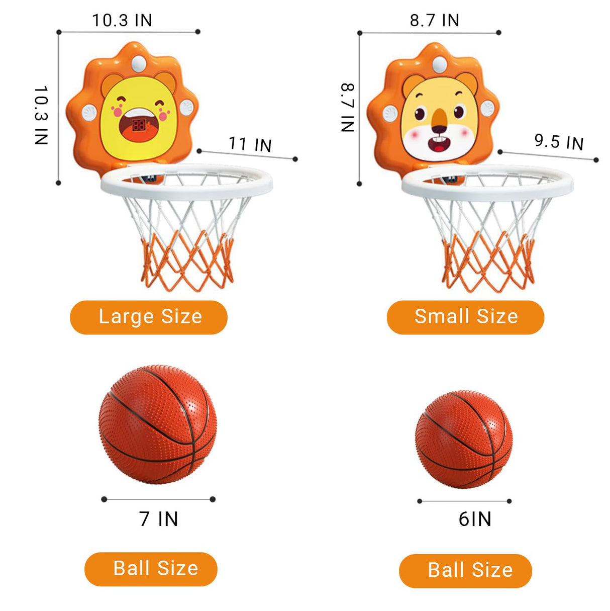 Toddler Kids Basketball Hoop Indoor Toys,Scoreboard Portable Design Adjustable Height,Christmas Birthday Baby Toddler Kids Boys Small Mini Basketball Hoop Gifts Toys (Orange, Large)