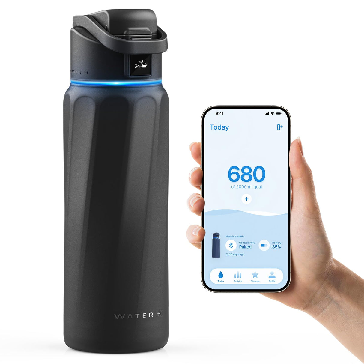 BOOST Smart Water Bottle with Reminder & Tracker, Double Wall Vacuum Insulated Bottles Stainless Steel, 32oz BPA-Free Wide Mouth for Gym, Office, School, Ideal Gift for Christmas, Halloween, New Year