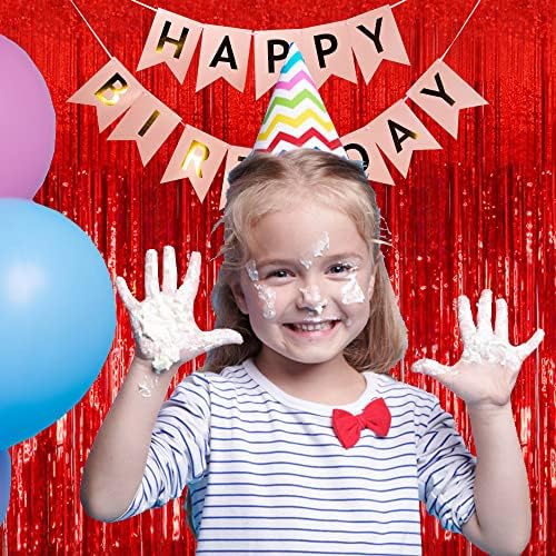 20 Pack Foil Curtain Backdrop Red Metallic Tinsel Foil Fringe Curtains Photo Booth Props for Birthday Wedding Engagement Baby Shower Bachelorette Christmas Holiday Celebration Party Decorations