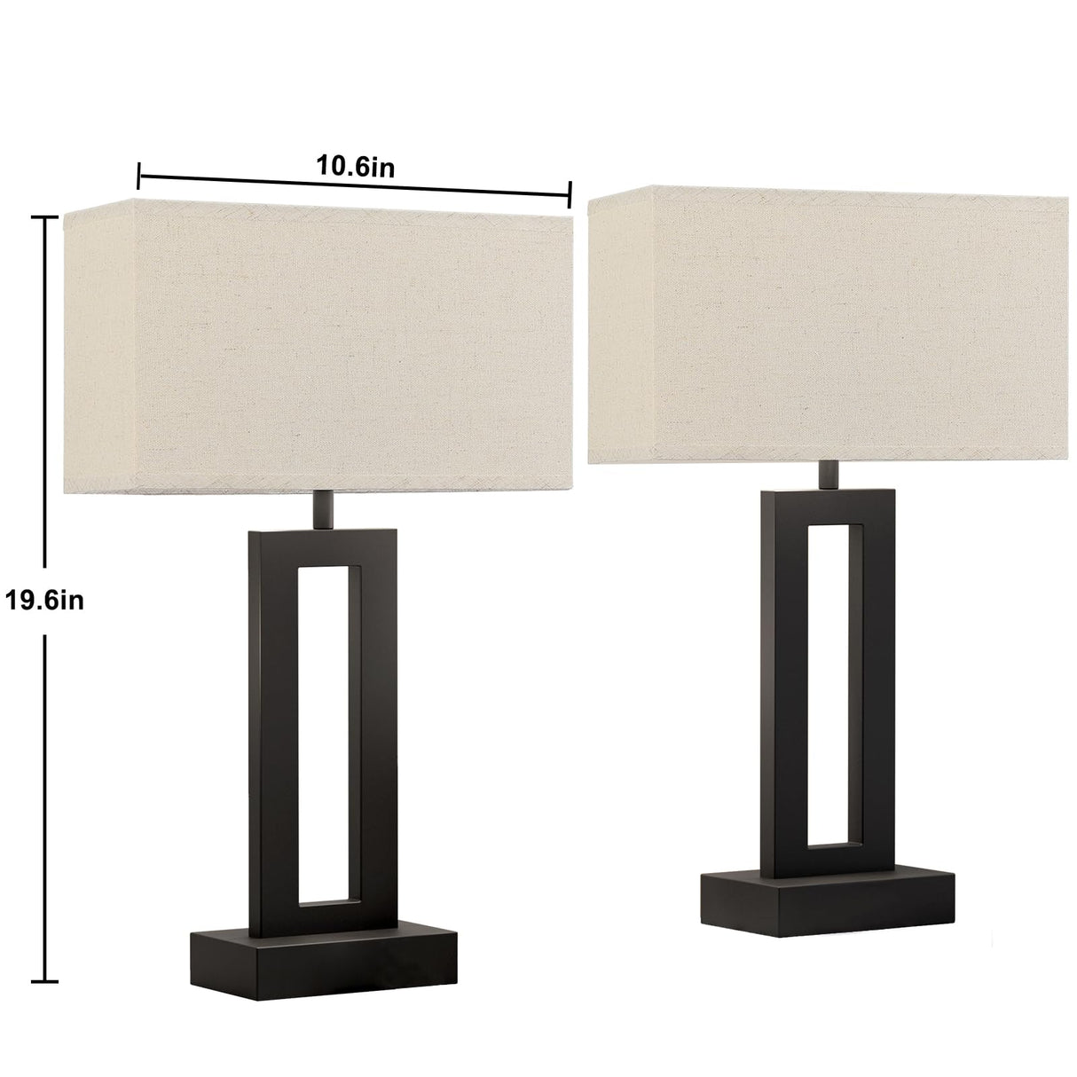 Seealle Bedroom Lamps for Night Stands - Touch Control, 3 Way Dimmable, USB C+A Charging, LED Bulbs, Easy Assembly