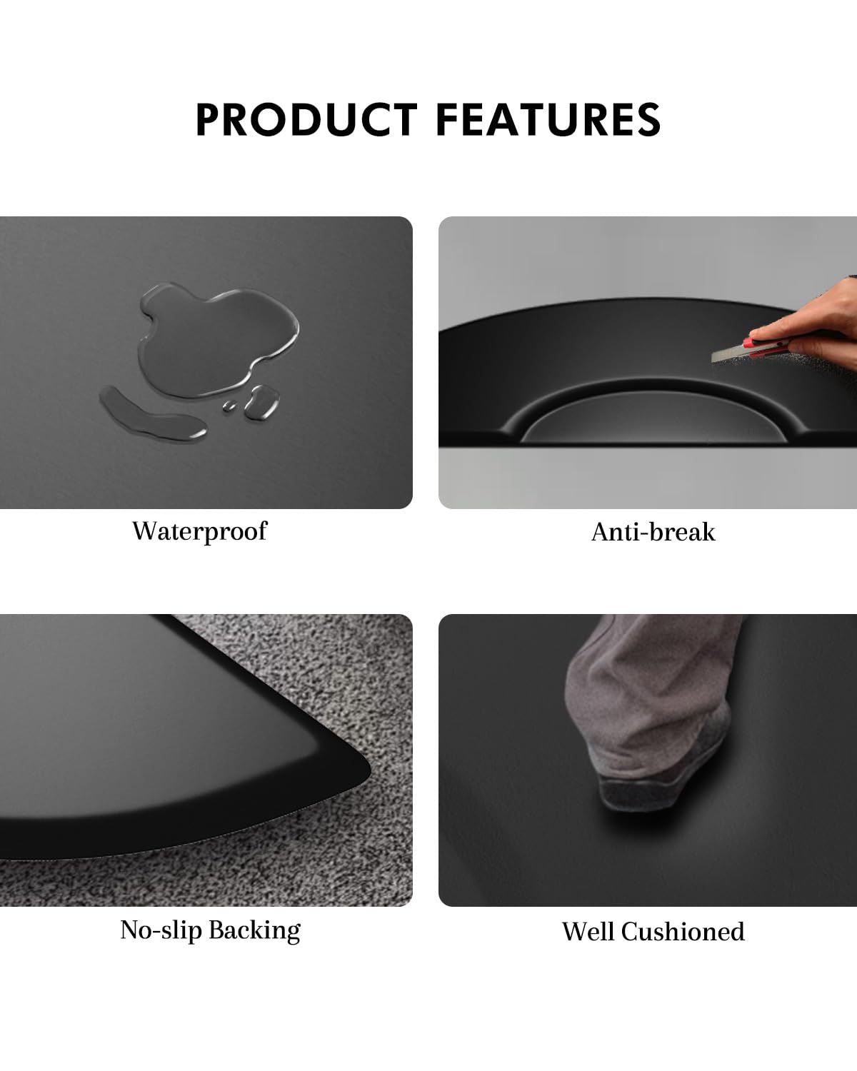 Artist hand 3 ft. x 5 ft. Barber Chair Mat Salon & Barber Shop Chair Anti-Fatigue Mats Comfort Salon Chair Mat,Semi Circle - 1/2 in. Thick,Black