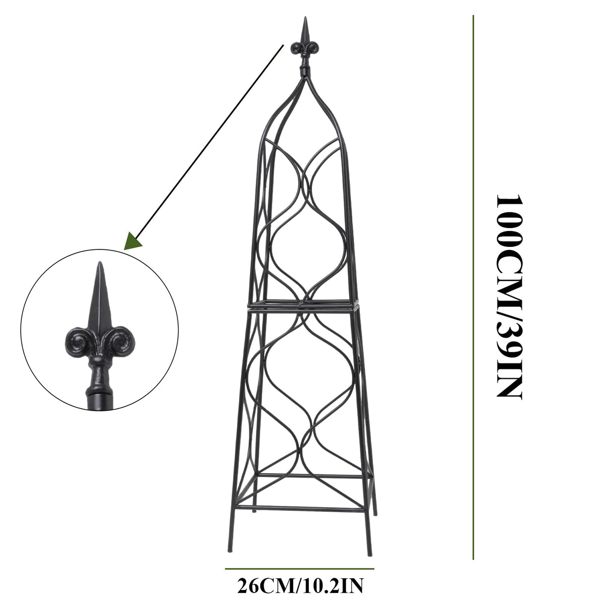 GOOOXIM Metal Obelisk Trellis - 38.3"" Climbing Support for Vines & Roses