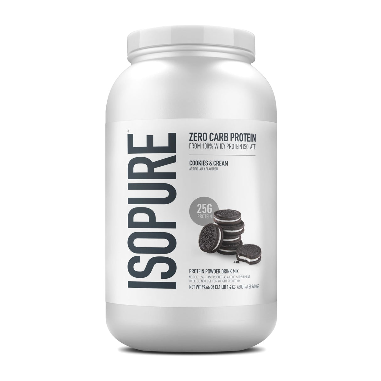 Isopure Zero Carb, Vitamin C and Zinc for Immune Support, 25g Protein, Keto Friendly Protein Powder, 100% Whey Protein Isolate, Flavor: Cookies & Cream, 3 Pounds (Packaging May Vary)