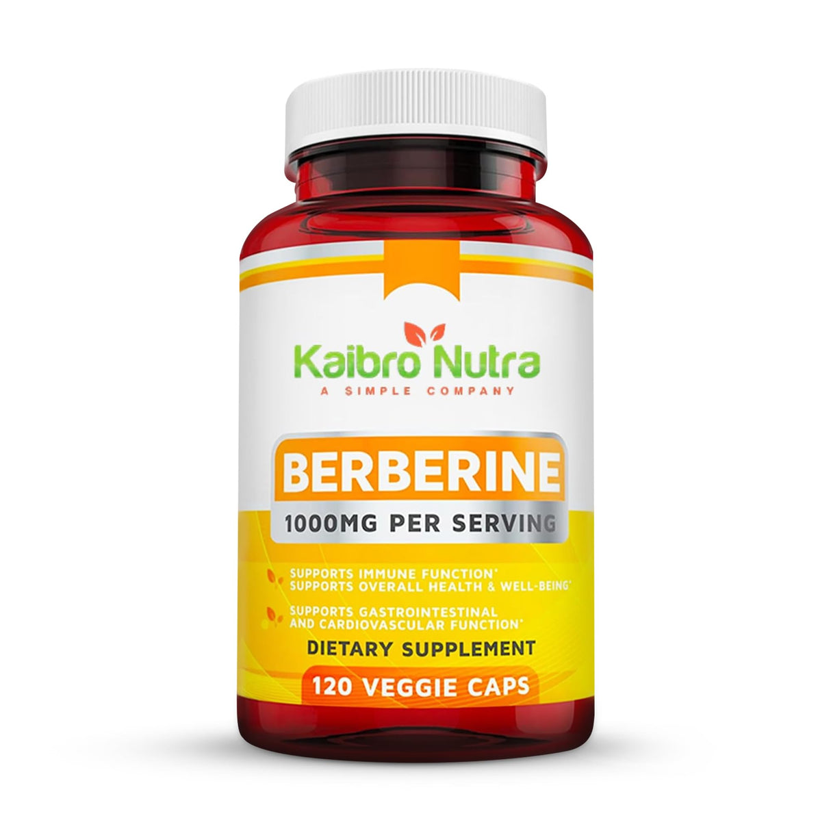Kaibro Nutra Berberine 500mg (1000mg Per Serving) for Supports Healthy Immune Function, Anti-oxidant,Gastrointestinal & Overall Wellness - 120 Capsules