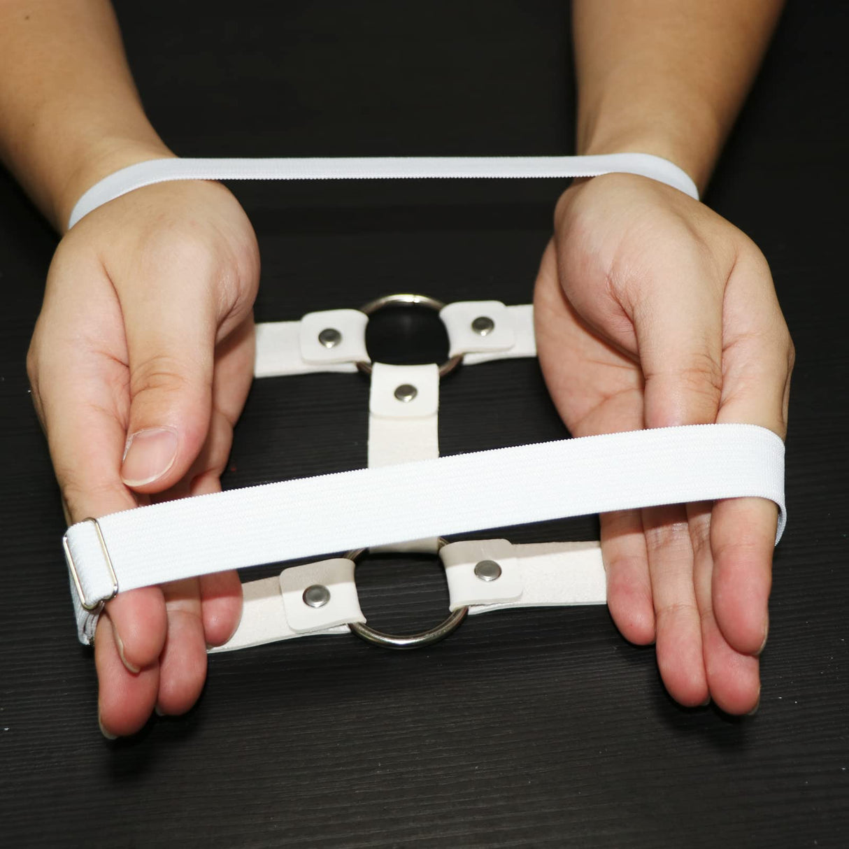 UnderYours Adjustable Elastice 2 Rows Leather Leg Harness Garter Belt Punk Gothic Thigh Ring Garter (White)