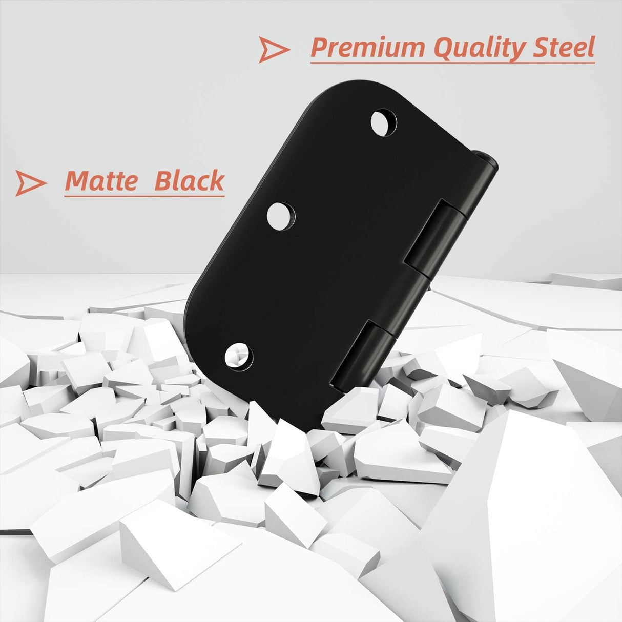 HOSOM 30 Pack Rounded Matte Black Door Hinges 3.5 x 3.5 inch with 5/8 Radius, Black 3 1/2 Interior Door Hinges, 3 ½"x 3 ½" Hardware
