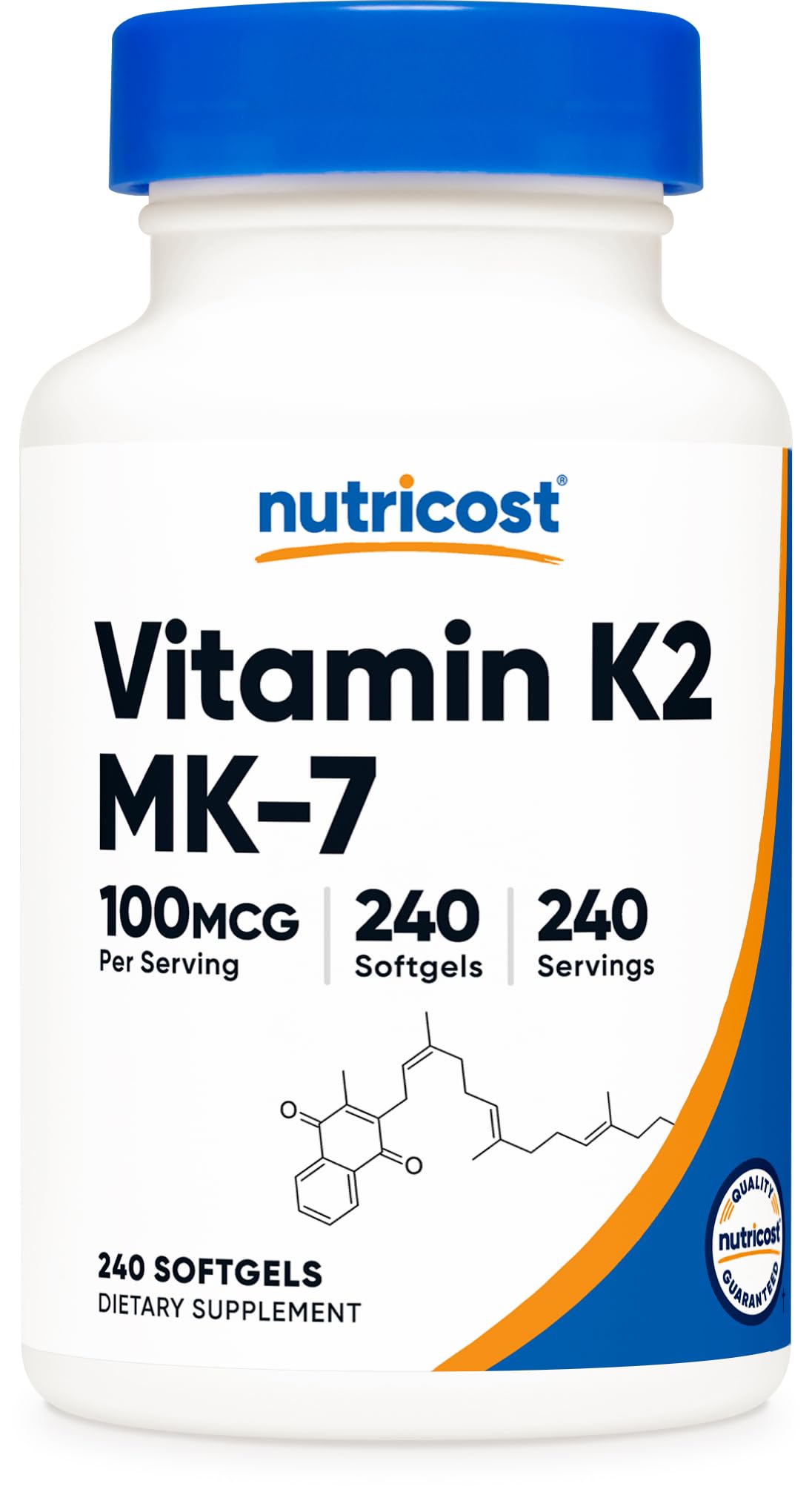 Nutricost Vitamin K2 MK-7 100 mcg, 240 Softgels, Gluten Free, GMO-Free
