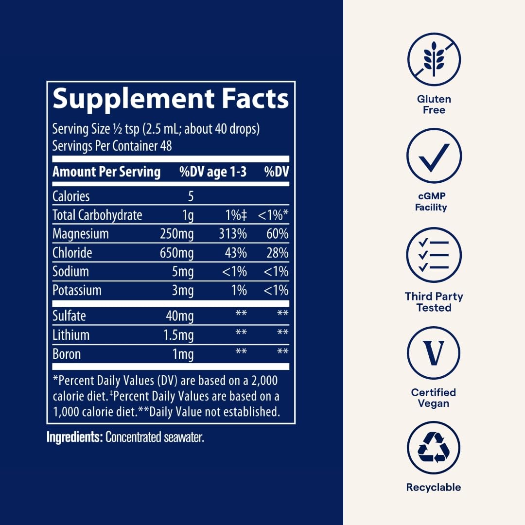 Trace Minerals ConcenTrace Trace Mineral Drops - Liquid Supplement for Bone & Joint Support - Aids Hydration & Electrolyte Restoration - Unflavored, 4 fl oz (48 Servings)
