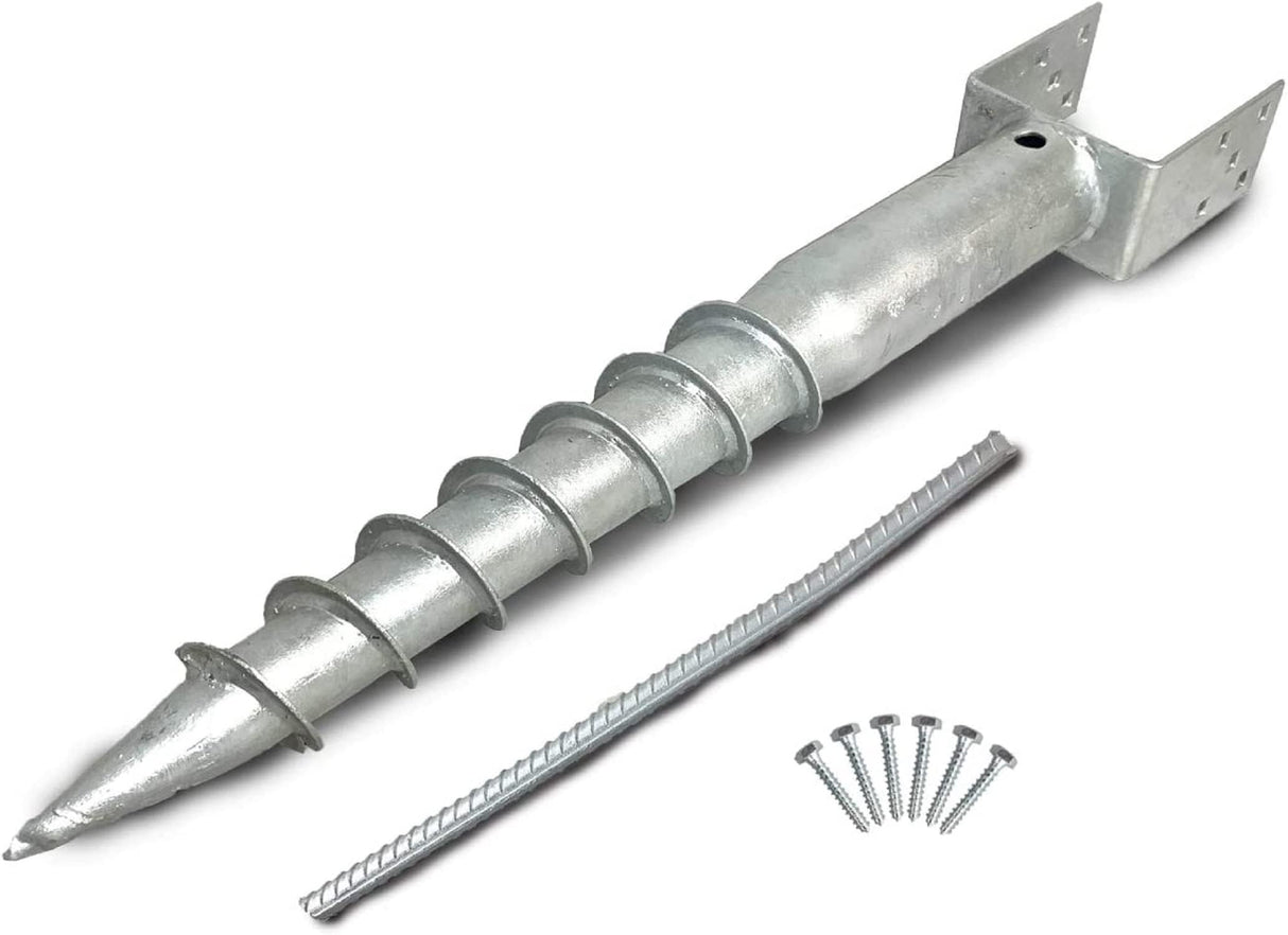 Ashman Ground Screw (1 Pack), No Dig, U-Model Screw in Post Stake - 27" Inch Long, Fits Standard 4x4 (3.5" X 3.5" Inch) Great for Mailbox Posts.