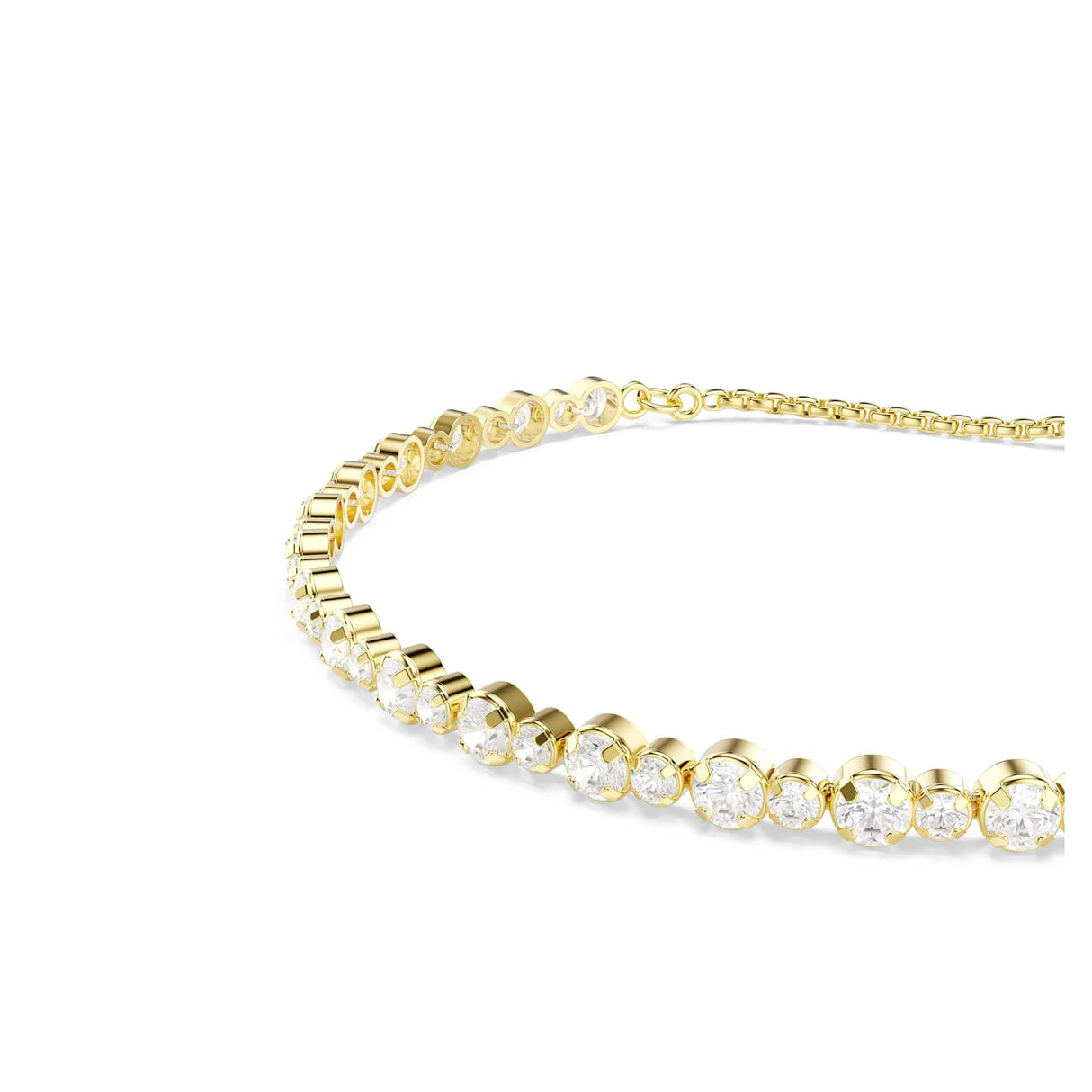 Swarovski Matrix Tennis bracelet, Round cut, White, Gold-tone plated