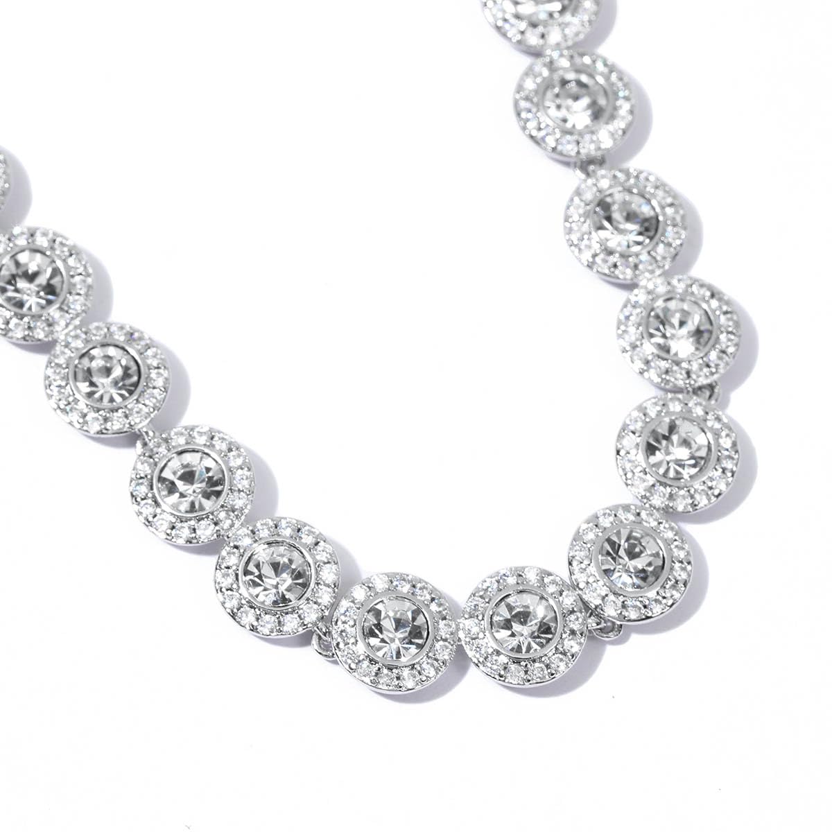 ZOEY Angelic Tennis Bracelet - 18K White Gold Plated 7.3-8.3in, 8mm (1/3 inch) Wide with Detachable Extender, Adjustable Women's Jewelry