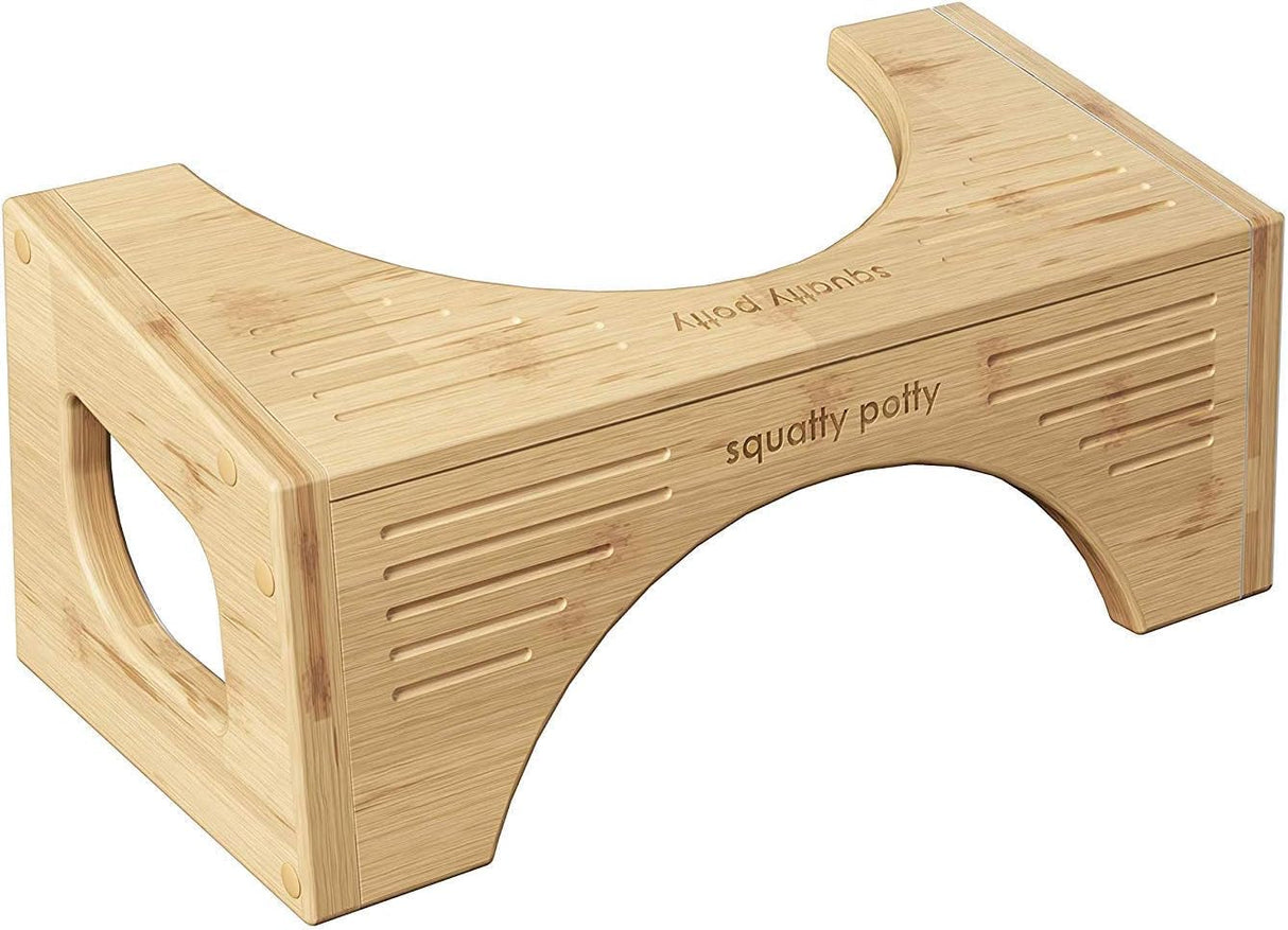 Squatty Potty The Original Toilet Stool - Bamboo Flip, 7" and 9" Adjustable Heights, Brown - Improve Bathroom Posture and Comfort