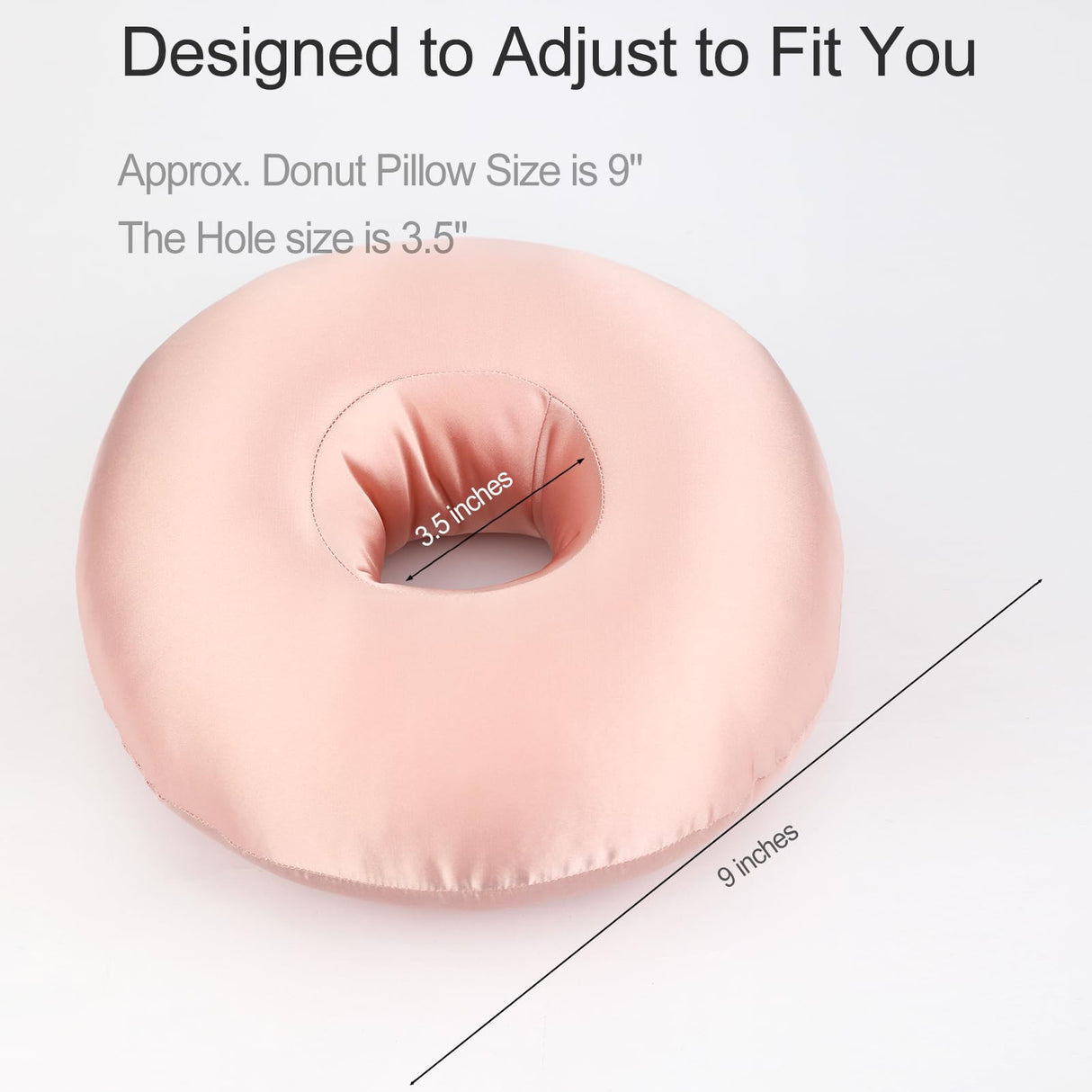 Heal n Hope Silky Satin Piercing Pillow Ear Pillows Donut with Hole for Ear Pain CNH Piercing Pain Relief Sleeping Pressure Sore Side Sleepers Smooth Cooling Ear Guard Protector, Coral