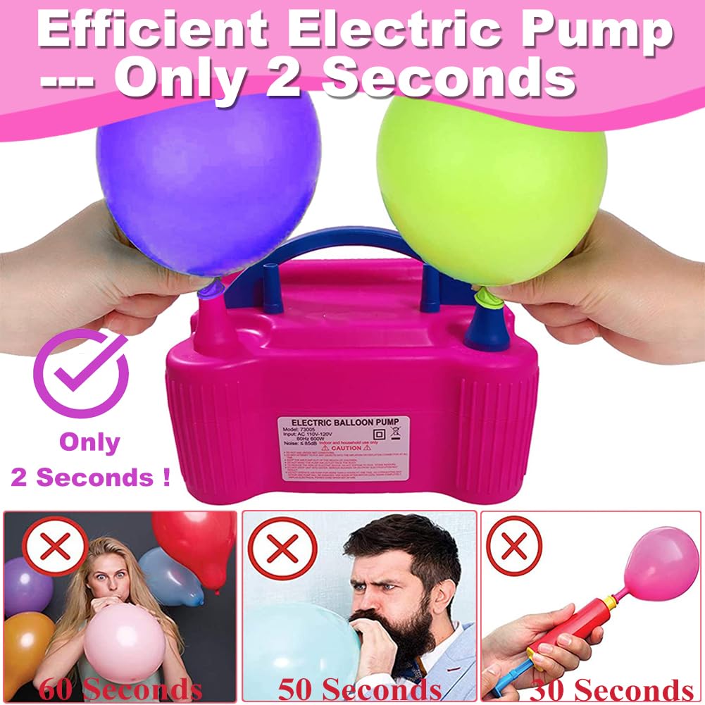 Balloon Pump Balloon Arch Kit, 170 Pcs Electric Balloon Air Pump Balloon Inflator with 12Ft Balloon Arch Stand and 100 Pcs Balloons for Birthday Wedding Party Christmas