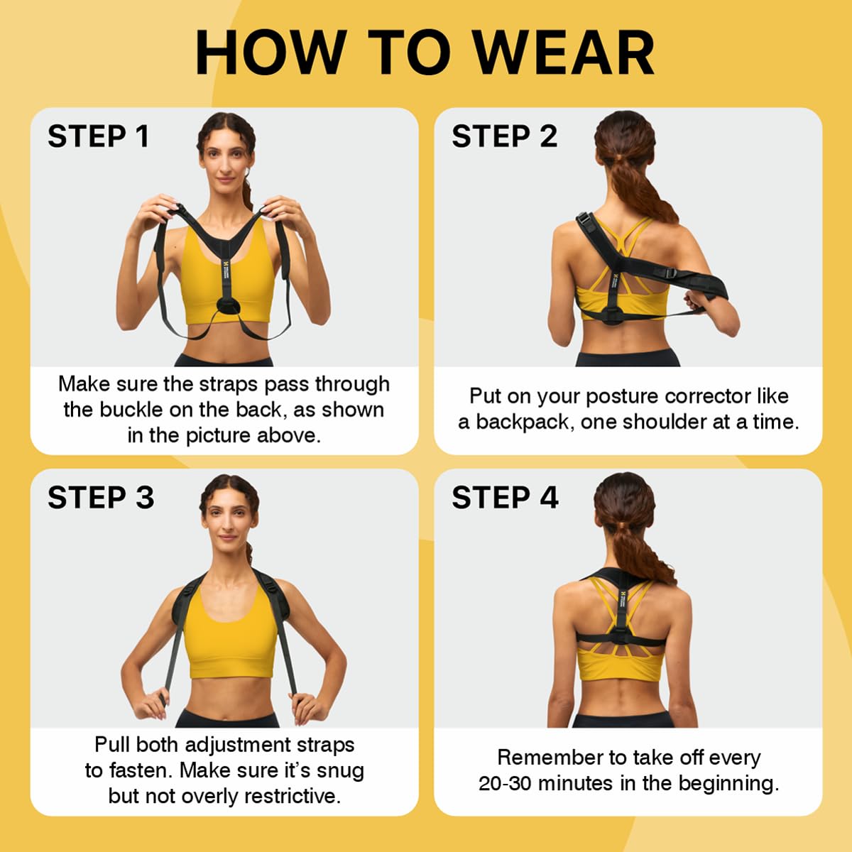 Posture Corrector Back Brace for Women & Men - Adjustable Straps for Neck & Shoulder Comfort, Breathable Upper Back Straightener, Invisible Under Clothes, Comfortable Ergonomic Design (28-48") (28-48")