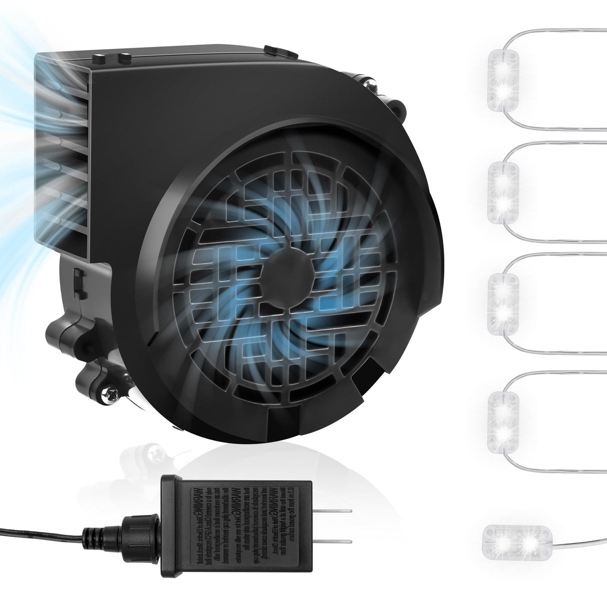 12V 1.2A Replacement Air Blower Fan for 5-12FT Halloween Christmas Inflatables with 1.5A Adapter 5 LED Light Fans Outdoor Blow Up Motor Replacement Fan Blower Parts for Inflatables Yard Decorations