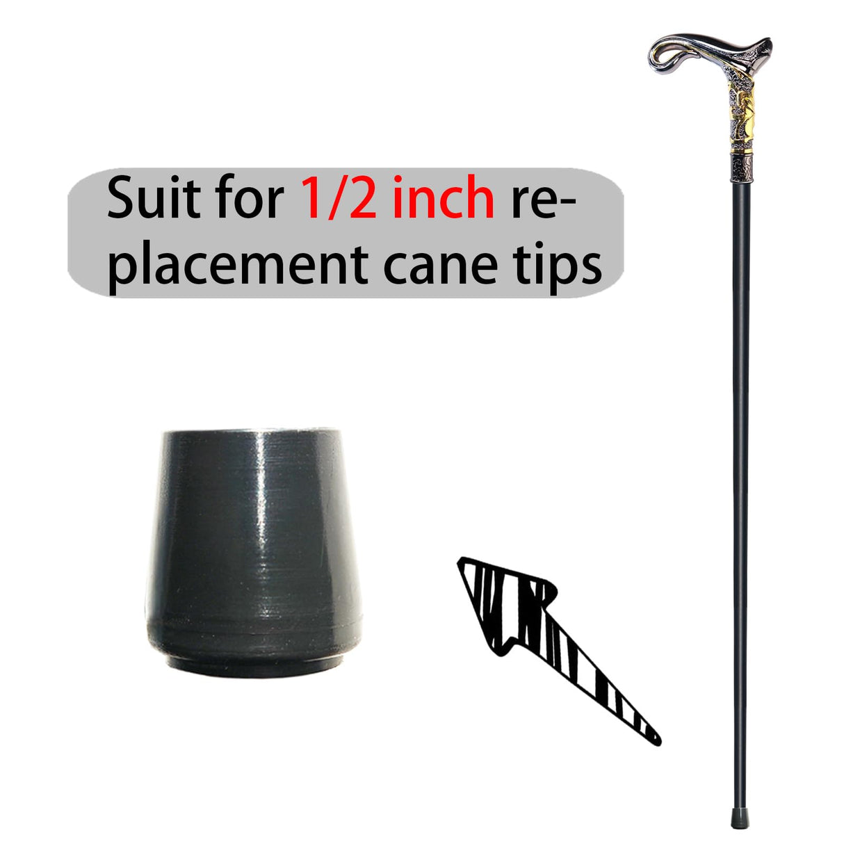 YIVIYAR Walking Cane for Men & Women & Seniors - 36.5 Inch Heavy Duty 500+ lbs Capacity, Ergonomic Handle, Decorative & Ornate Design, Gothic & Goth Elegant Matte Black & Gold Artistry, Metal Cane