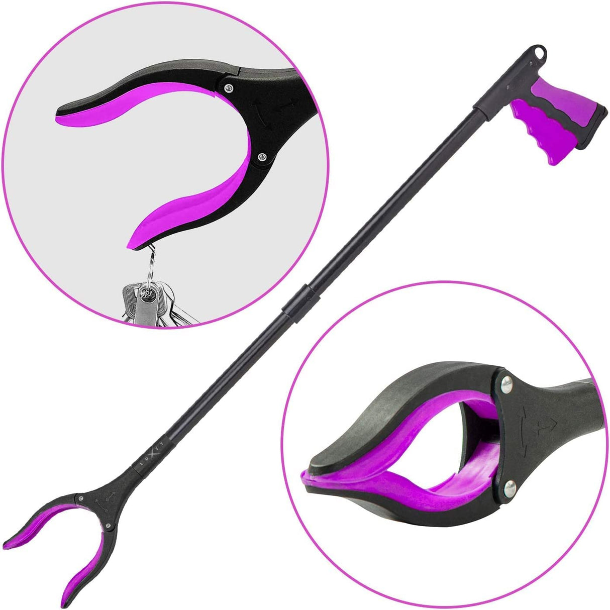 Grabber Reacher Tool - 2 Pack - Latest Version Long 32 Inch Foldable Pick Up Stick - Strong Grip Magnetic Tip Lightweight Trash Picker Claw Reacher Grabber Tool Elderly Reaching - by Luxet (Pink)