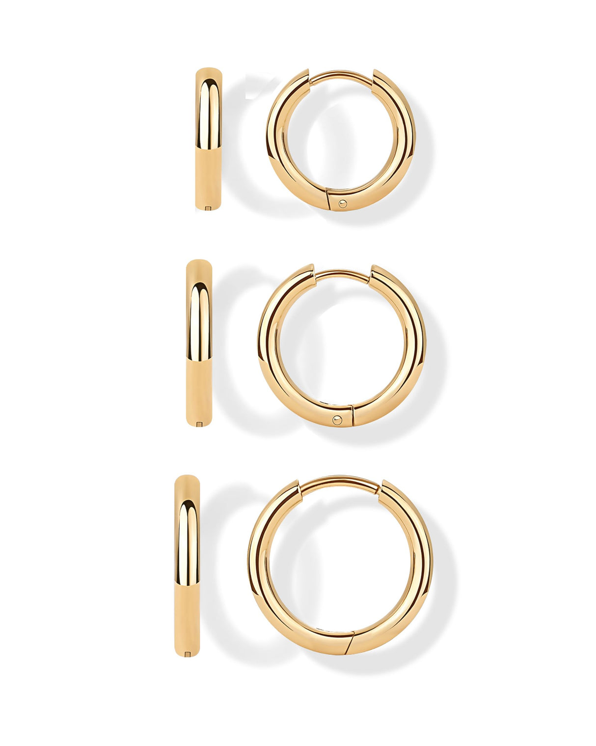 PAVOI Dainty Classic Huggie, Yellow Gold, Size 12mm, 14mm, 16mm