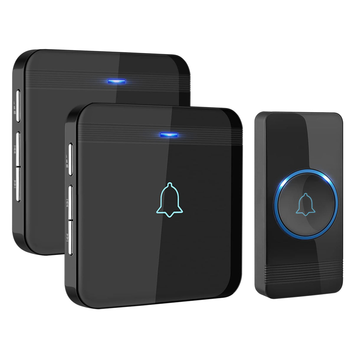 AVANTEK Wireless Doorbell, Waterproof Door Bell Chime Operating at over 1300 Feet, Classroom Doorbell with 52 Melodies, CD Quality Sound and LED Flash, 1 Button + 2 Plug-in Receivers, D-3B