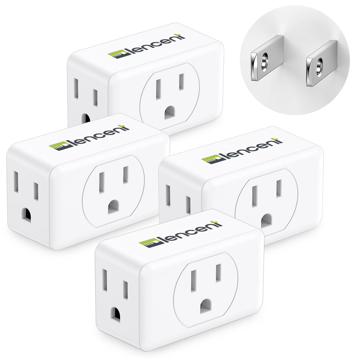LENCENT 2 Prong to 3 Prong Outlet Adapter,Wall Plug Extender,Multiple Outlet Wall Plug with 3 AC Outlets,Non Grounded Outlets Expander for Japan Travel Kitchen Office Bathroom Older House,4 Pack