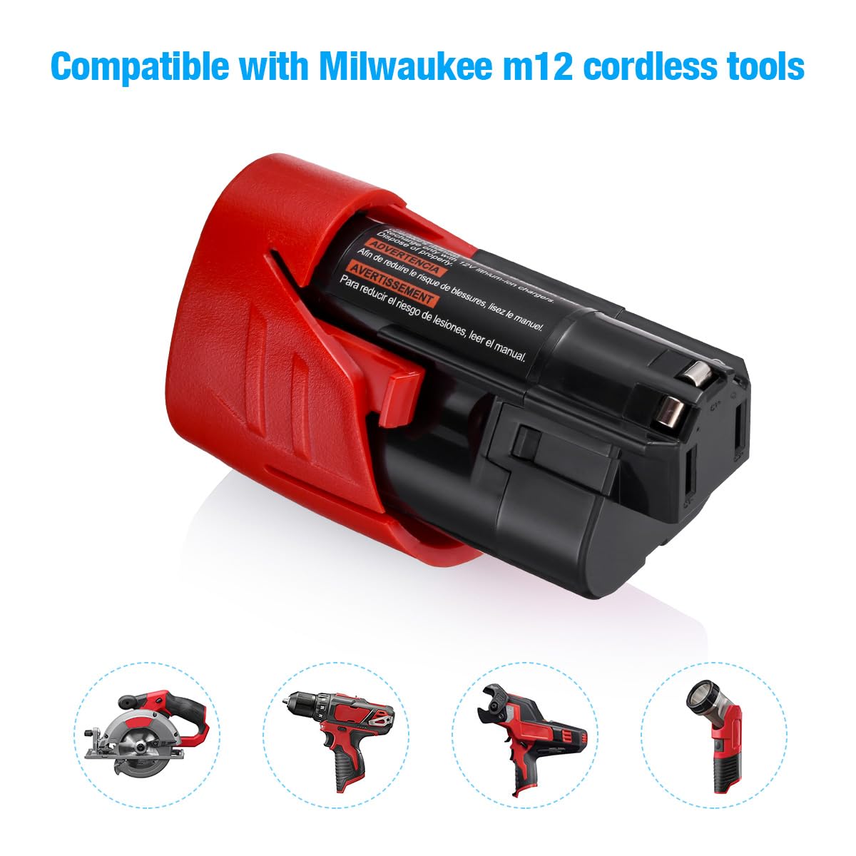 UTRBATT 2 Pack 12V 3.0Ah M12 Replacement Battery for Milwaukee Lithium-ion Battery Compatible with M12 48-11-2411 48-11-2420 48-11-2401 48-11-2402 12-Volt Cordless Tools