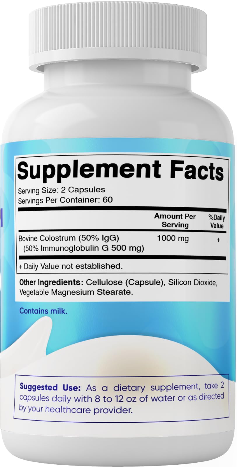 Vitamatic Bovine Colostrum Supplement 1000 mg per Serving - 50% Highest IgG - Supplement for Gut Health, Hair Growth, Beauty, Muscle Recovery, & Immune Support - 120 Capsules