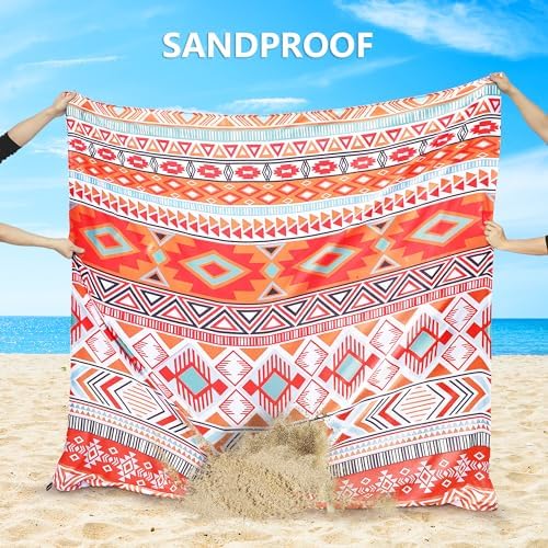 Beach Blanket Waterproof Sandproof Extra Large Beach Mat 79" X 83"/120"x108"for 1-8 Adults Quick Drying Durable Outdoor Picnic Mat for Beach Travel Camping Hiking