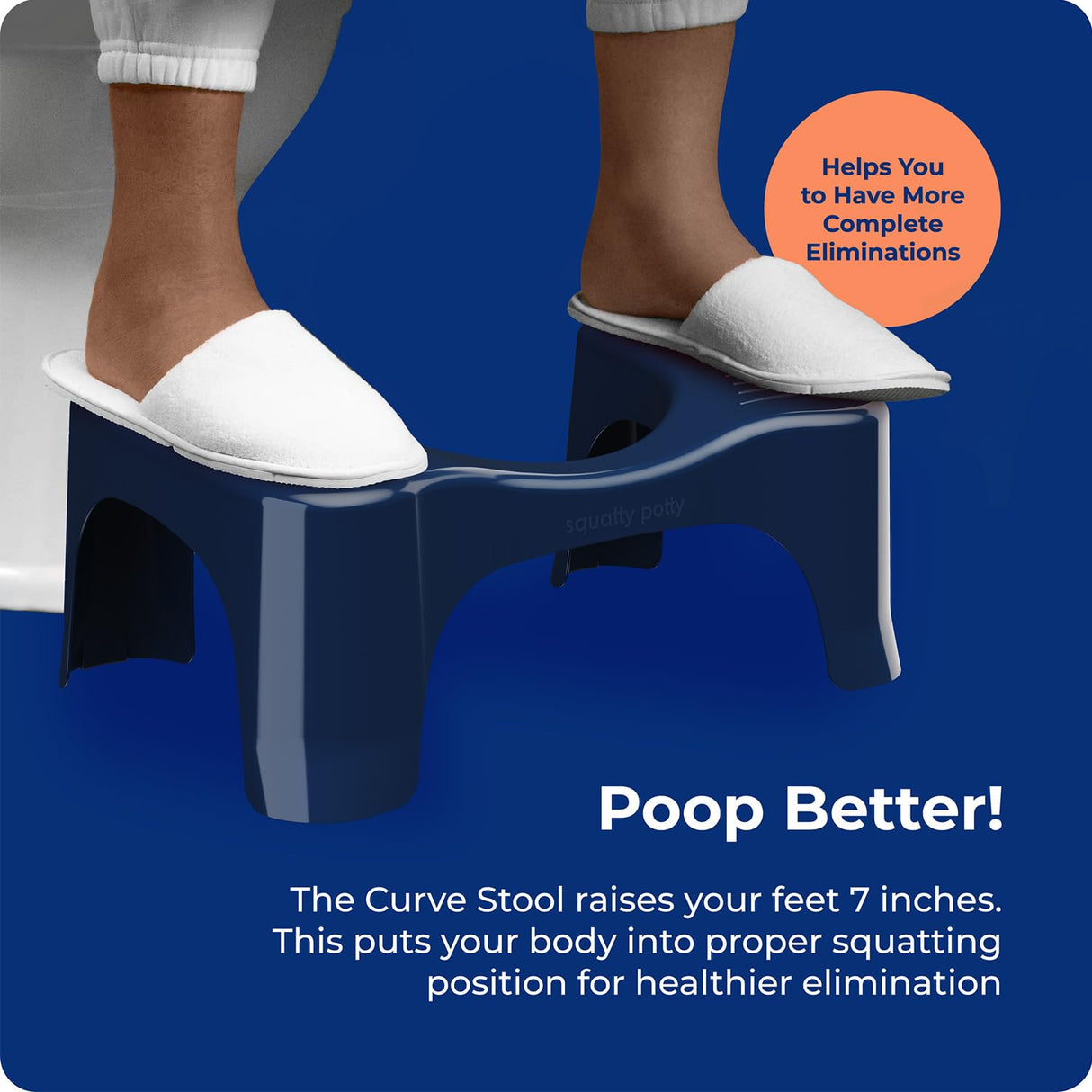 Squatty Potty Simple Bathroom Toilet Stool, Galaxy Blue 7", Ergonomic Stool – Posture-Enhancing Bathroom Footrest for Improved Digestion & Constipation Relief
