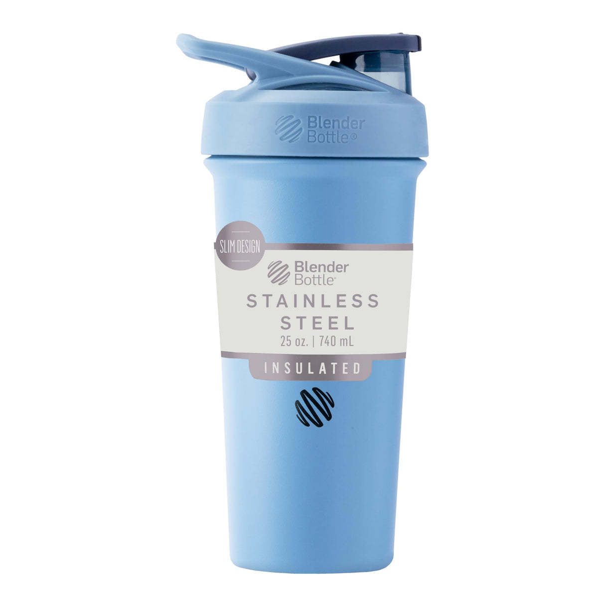 BlenderBottle Sport Sleek Insulated Stainless Steel Shaker Bottle with Wire Whisk, 25-Ounce, Dusty Blue – Protein Shakes & Hydration for Athletes & Fitness Enthusiasts, Easy Mixing, Slim Easy to Hold, Keeps Drinks Cold, Lockable Lid