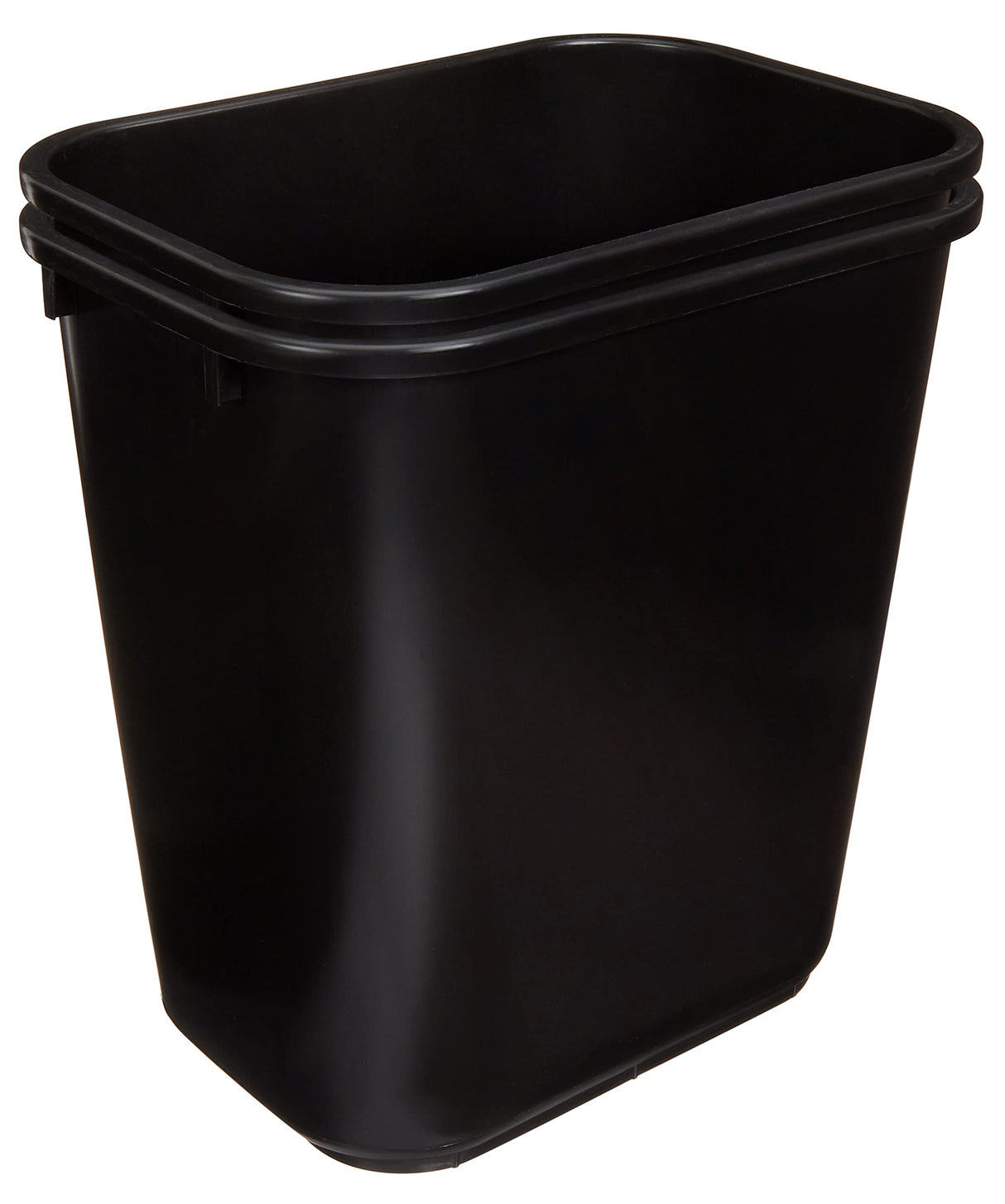 Amazon Basics Rectangular Plastic Office Wastebasket,14.4"L x 10.3"W x 15"H, 7 Gallon, Easy to Clean, Black, Pack of 2
