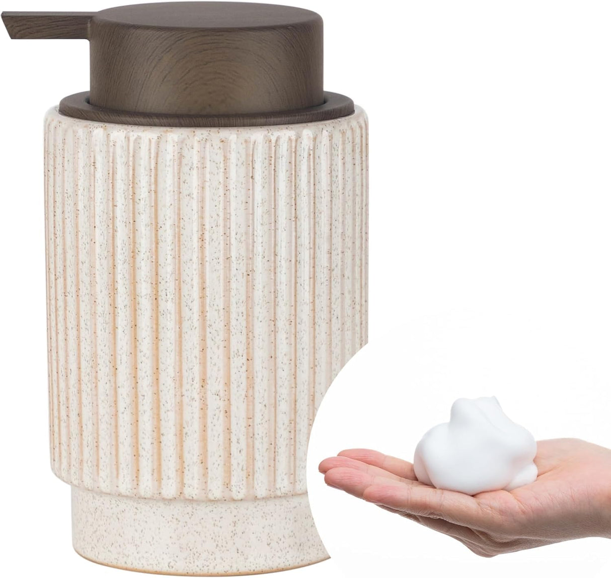 Foaming Soap Dispenser, Wood-Grain Plastic Soap Dispenser, 10 oz Refillable Bottle for Liquid Soap - Kitchen, Sink, Bathroom(Foaming)