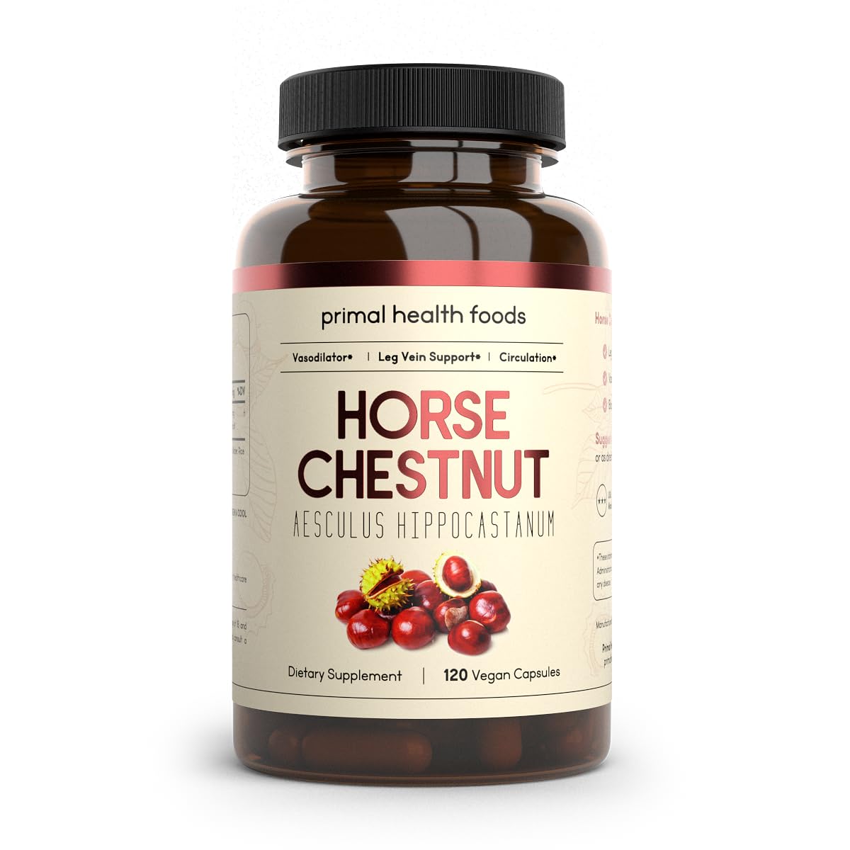 Primal Health Foods Horse Chestnut Extract 500 mg 120 Servings | Varicose Veins and Blood Vein Health | Vegetarian, Non-GMO & Gluten Free