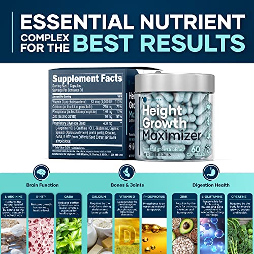 LILYMOON Height Growth Maximizer - Made in USA - Premium Peak Height Growth Supplement for Kids & Teens to Grow Taller Naturally - Height Growth Pills with Ultimate Bone Support Complex