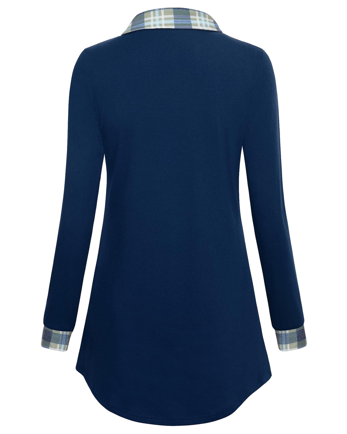 Gaharu Women Tunics: Warm Collared Button Lapel - Winter Sweatshirts Long Sleeve Sweater Shirts - Flowy Long Blouse Christmas Business Casual Plaid Tunic Tops for Leggings Blue Green Plaid XL