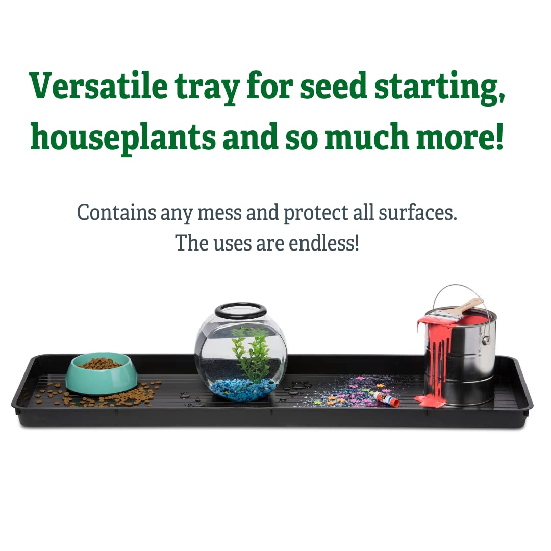 Gardeners Supply Company Large Plant Tray | Multi-use Durable Big Plastic Tray for Indoor & Outdoor Plants, Seed Starting Tray & Potted Succulents, Flowers | 46-1/2"L x 15-1/2"W x 2" Deep - Black