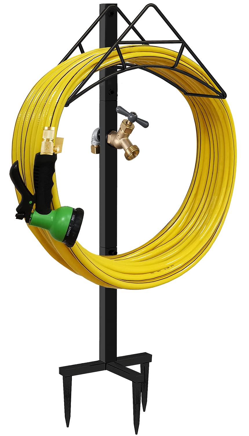 Artigarden Garden Hose Holder Stand with Brass Spigot Faucet Freestanding