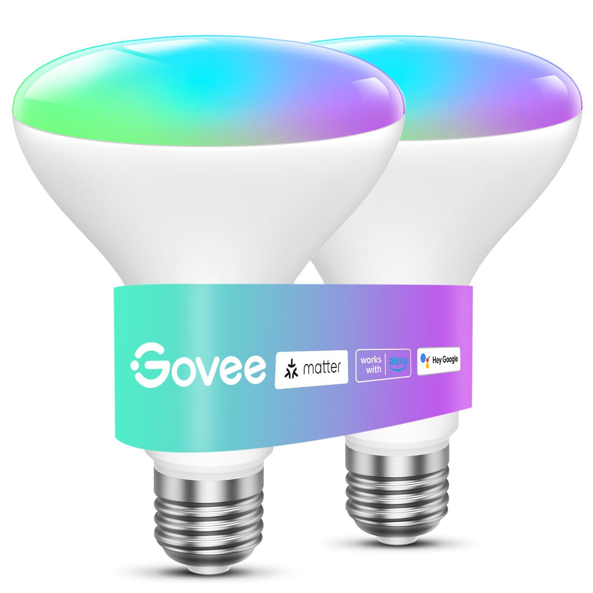 Govee Smart Light Bulbs, 1200 Lumens Dimmable BR30 Bulbs, RGBWW Color Changing Light Bulb, Flood Light Bulbs Work with Alexa, Google Assistant, WiFi & Bluetooth LED Bulbs, Music Sync, 2 Pack