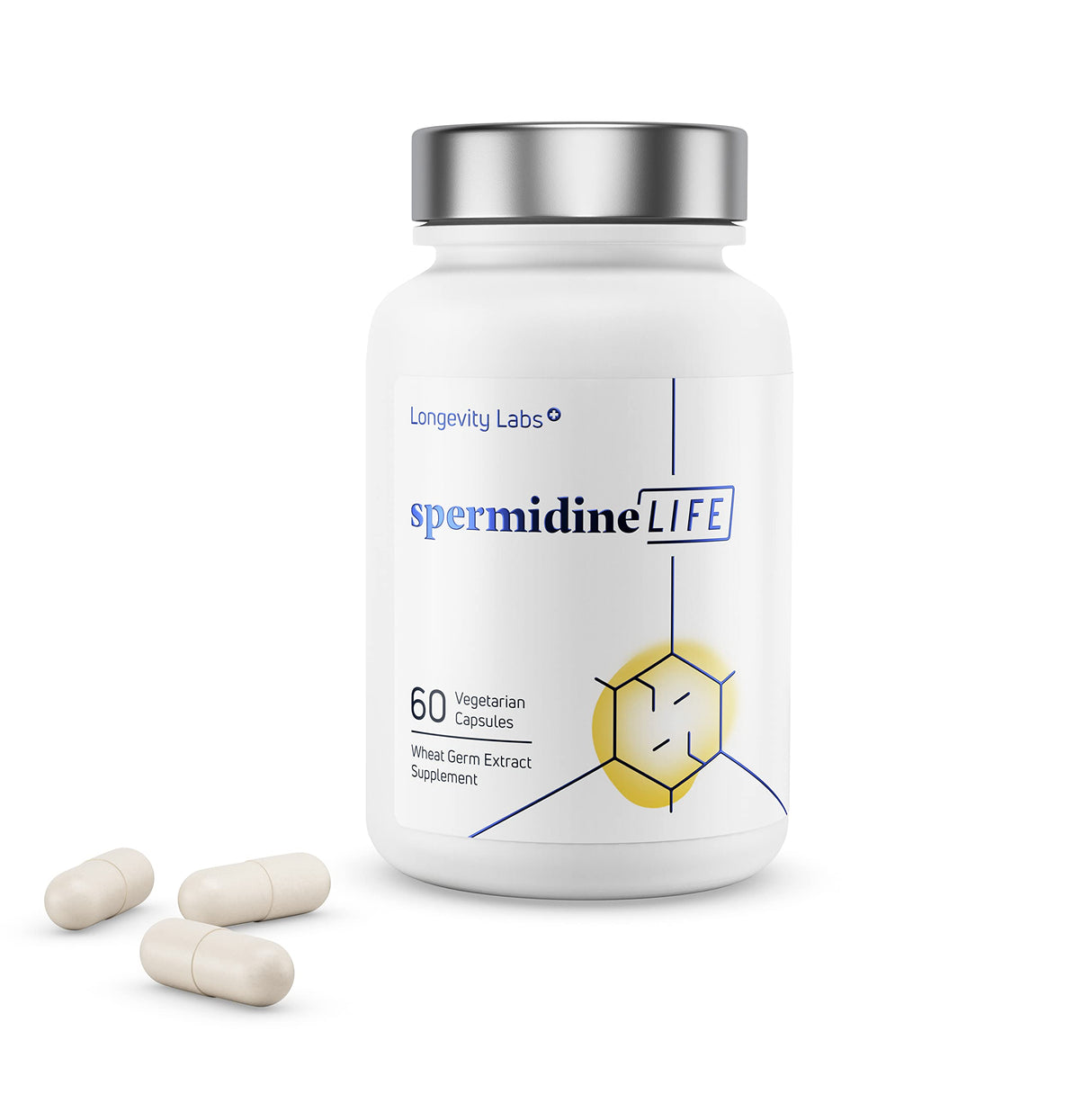 LONGEVITY LABS + spermidineLIFE Natural Supplement, Non-Synthetic Plant-Based Wheat Germ Extract with High Spermidine & Zinc for Cell Renewal, Vegan, for Women & Men, 60 Capsules