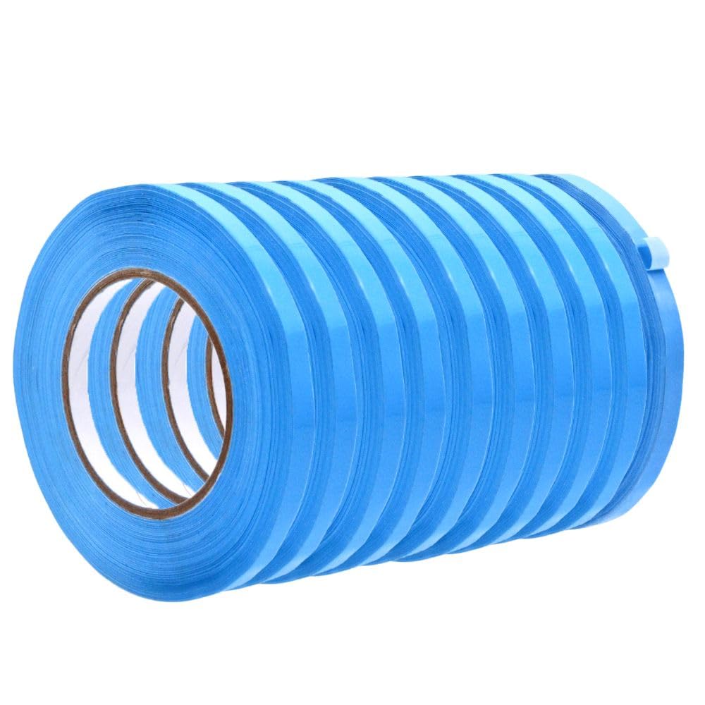 WOD Light Blue Produce Poly Bag Sealing Tape, 3/8 inch x 180 yds. (Pack of 10) for Packaging and Sealing of Meat, Gifts, or Ice Bags BSTC24PVC