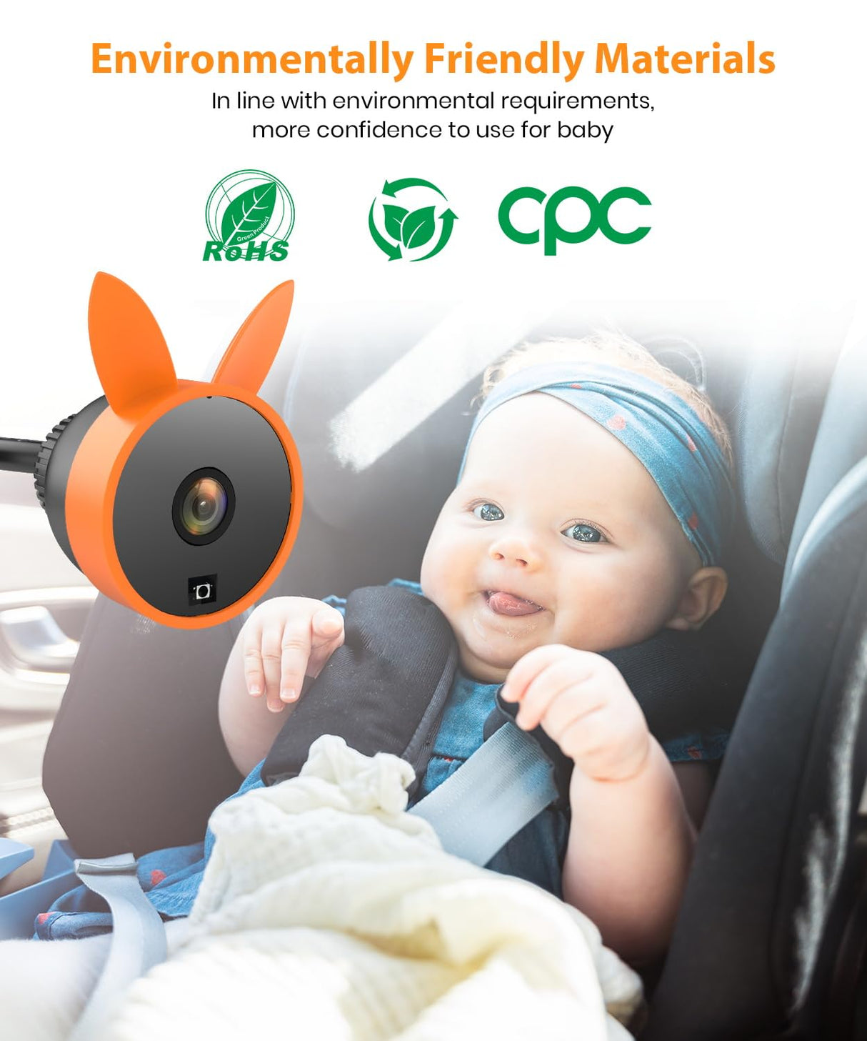 Babyvue USB Baby Car Camera Plug-Play, 4.5" 1080P Easy Setup Backseat Camera with Flexible 360 Rotation, Clear Picture Rear Facing Car Seat Baby Monitor