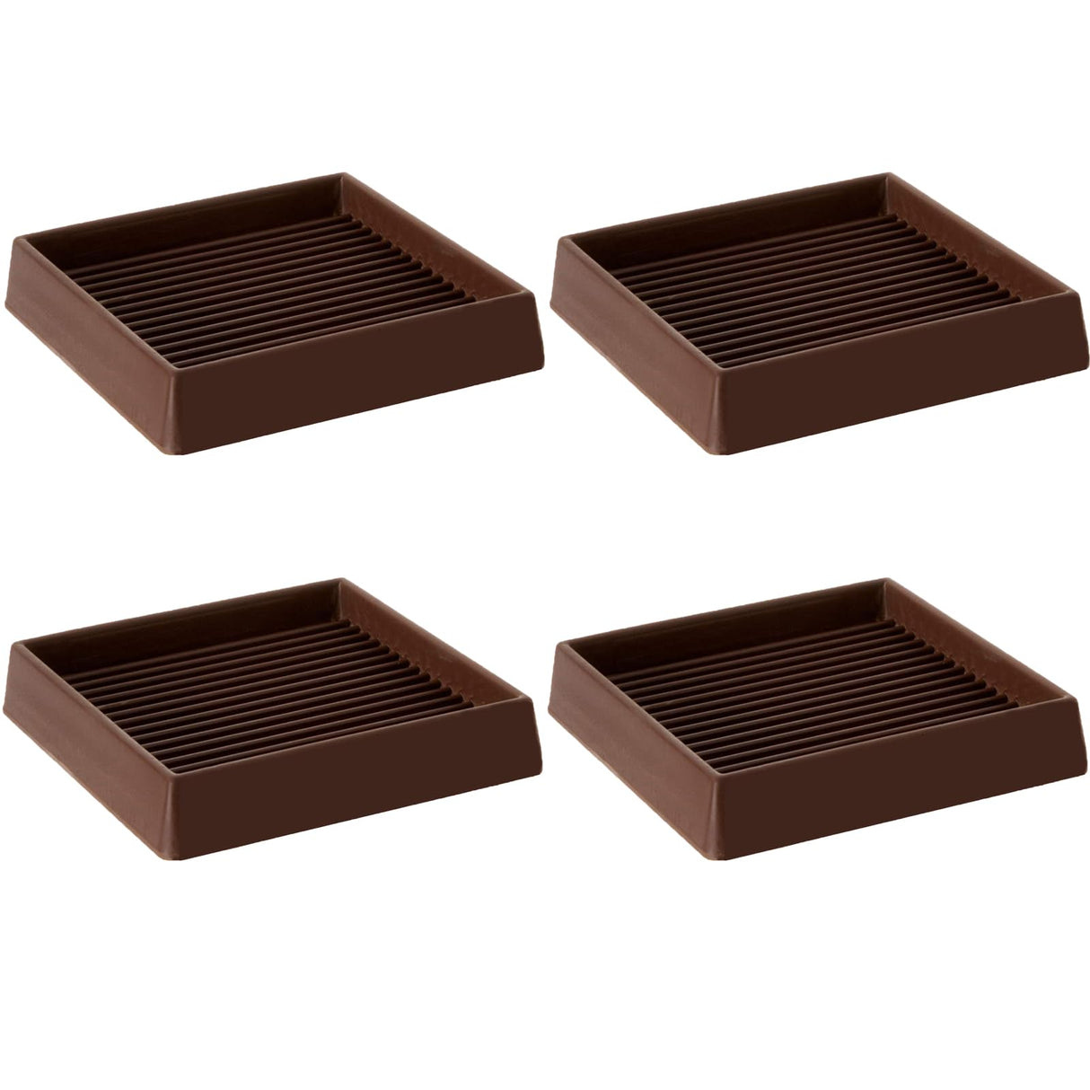 VOCOMO 5X5 Rubber Caster Cups, Non Slip Furniture Pads, Anti-Slip Gripper, Anti Skid Furniture Feet, Anti Slide Floor Protector for Bed Couch Stoppers - 4 Pack Brown