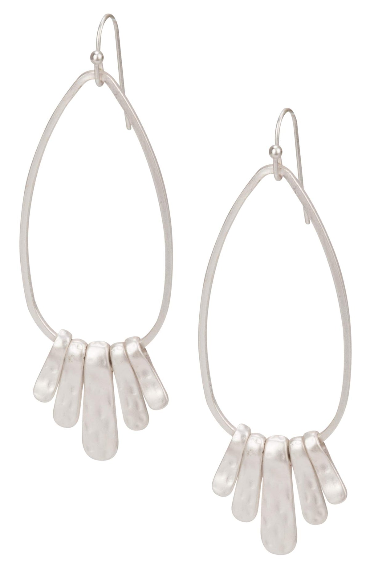 SPUNKYsoul Handmade Silver Teardrop Dangle Earrings with 5 Paddle Bars for Women